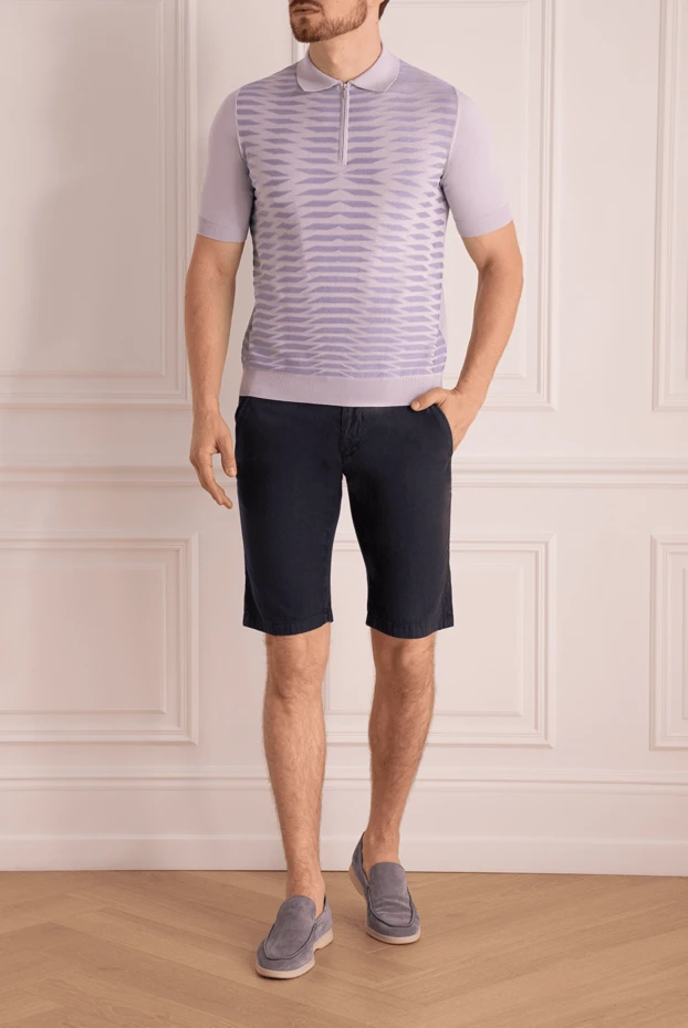 Corneliani man cotton and linen shorts blue for men купить с ценами и фото 162605 - photo 2