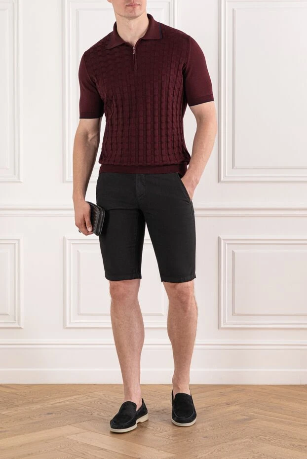 Corneliani ерлерге арналған зығыр және мақта-матадан жасалған қара көк түсті белбеуі бар шорт 162605 - фото 2