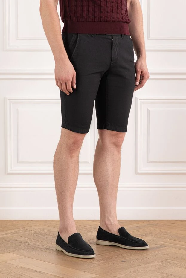 Corneliani мужские шорты из льна и хлопка тёмно-синие с поясом под ремень
 162605 - фото 3