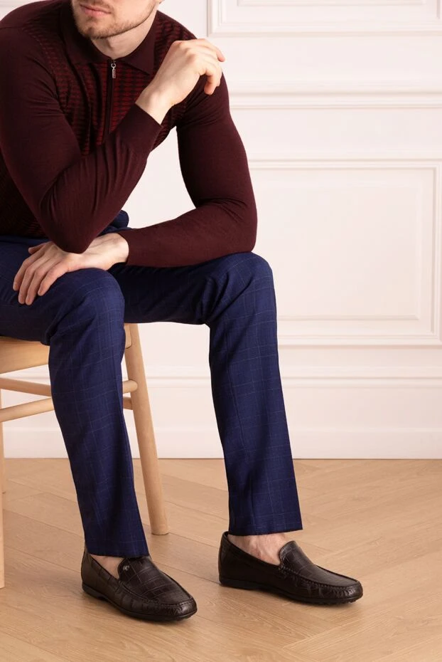 Stefano Ricci ерлерге арналған қоңыр қолтырауын былғары мокасиндері 162633 - фото 2