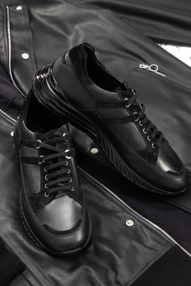 Stefano Ricci black leather sneakers for men 162635 - photo 2