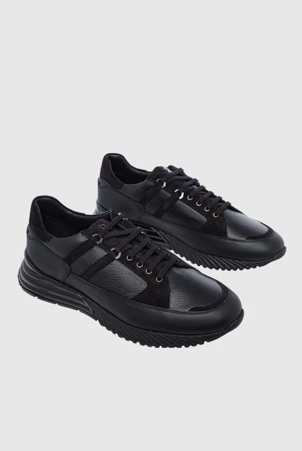 Stefano Ricci кроссовки из кожи черные мужские 162635 - фото 3