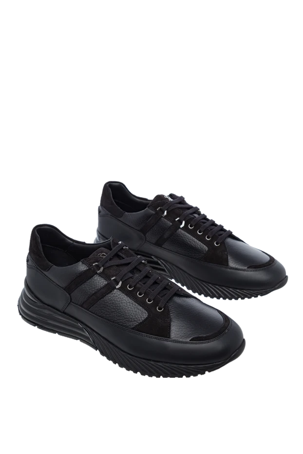 Stefano Ricci кроссовки из кожи черные мужские 162635 - фото 3