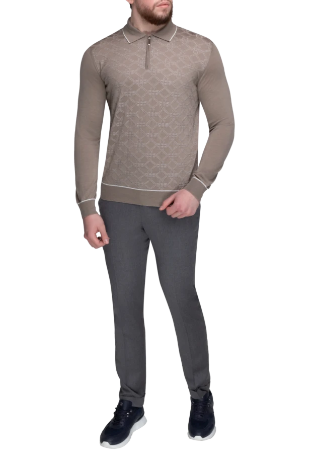 Stefano Ricci поло с длинным рукавом из шелка и кашемира коричневое мужское с длинным рукавом 162642 - фото 2