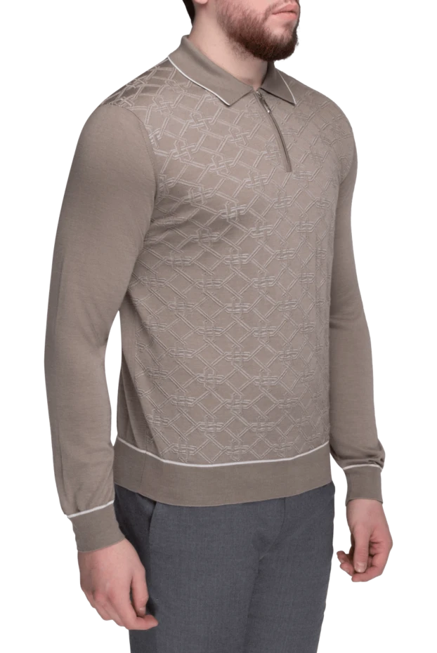 Stefano Ricci поло с длинным рукавом из шелка и кашемира коричневое мужское с длинным рукавом 162642 - фото 3