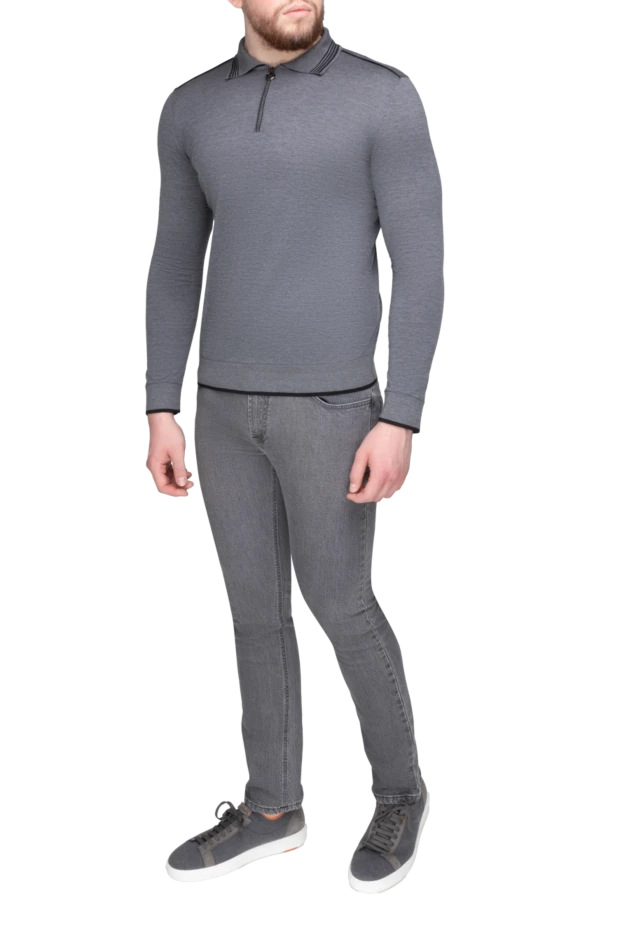 Stefano Ricci поло с длинным рукавом из шелка и кашемира серое мужское 162645 - фото 2