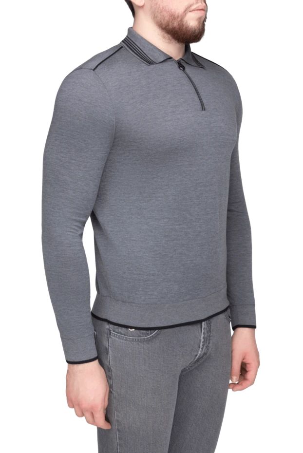 Stefano Ricci поло с длинным рукавом из шелка и кашемира серое мужское 162645 - фото 3