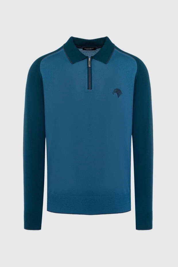 Stefano Ricci поло с длинным рукавом из шерсти синее мужское с длинным рукавом 162657 - фото 1