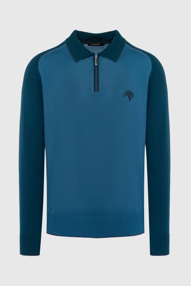 Stefano Ricci поло с длинным рукавом из шерсти синее мужское с длинным рукавом 162657 - фото 1