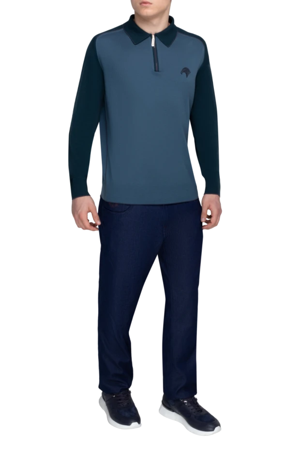 Stefano Ricci поло с длинным рукавом из шерсти синее мужское с длинным рукавом 162657 - фото 2