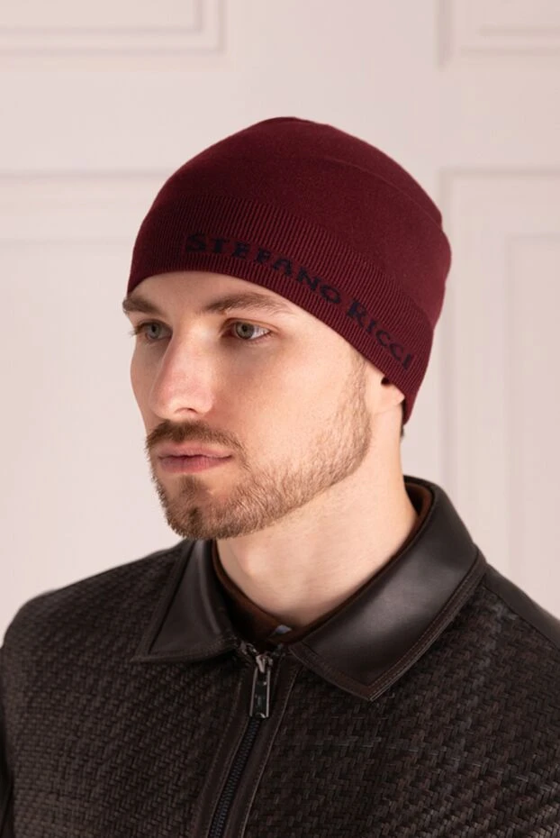 Шапка из шерсти бордовая мужская - фото 2