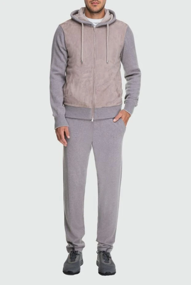 Cesare di Napoli man men's sports suit made of wool, viscose and cashmere, beige купить с ценами и фото 162680 - photo 2