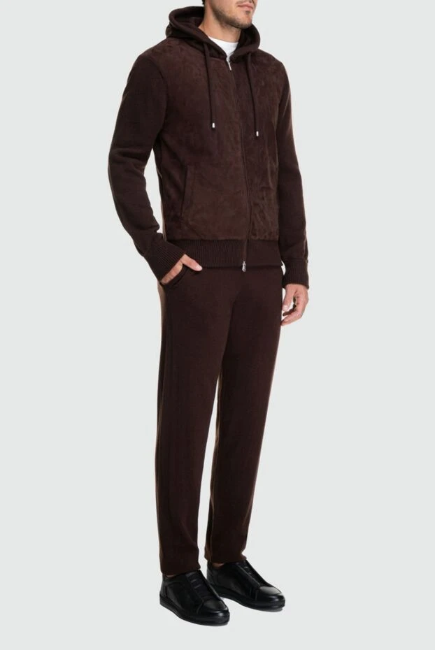 Cesare di Napoli man men's sports suit made of wool, viscose and cashmere, brown купить с ценами и фото 162683 - photo 2