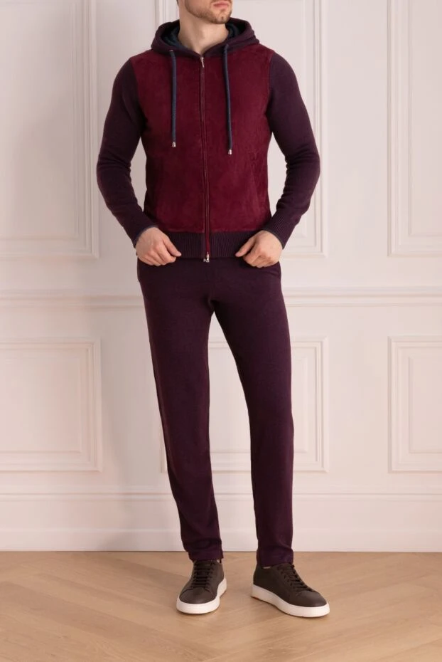 Cesare di Napoli man men's sports suit made of wool, viscose and cashmere, burgundy купить с ценами и фото 162684 - photo 2