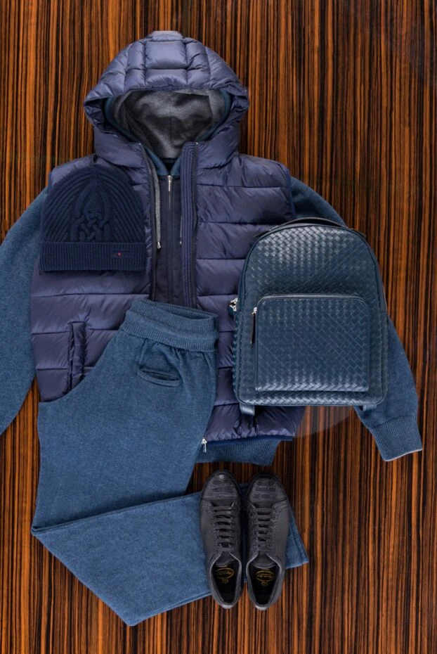 Cesare di Napoli капюшоны бар көк спорттық костюм, контрастты әрлеумен, ерлерге арналған 162686 - фото 2