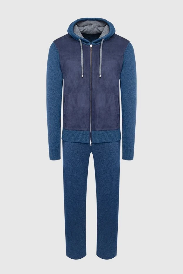 Cesare di Napoli man men's sports suit made of wool, viscose and cashmere, blue купить с ценами и фото 162686 - photo 1