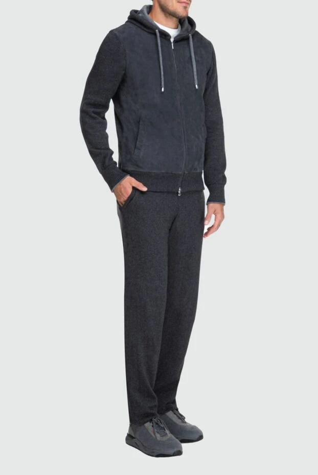 Cesare di Napoli man men's sports suit made of wool, viscose and cashmere, gray купить с ценами и фото 162687 - photo 2