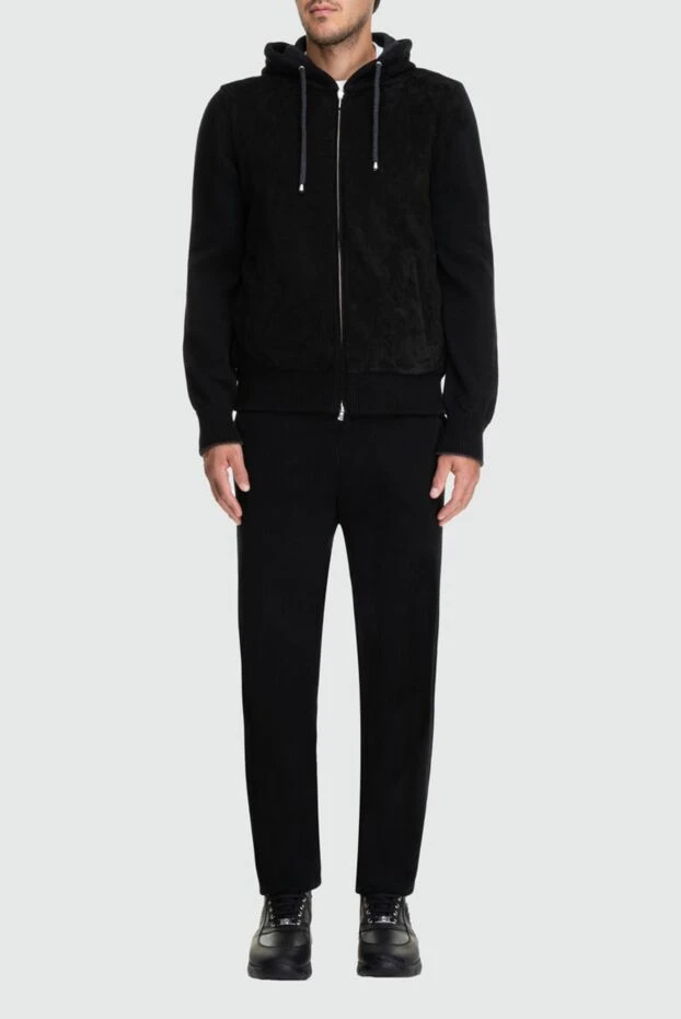 Cesare di Napoli man men's sports suit made of wool, viscose and cashmere, black купить с ценами и фото 162688 - photo 2