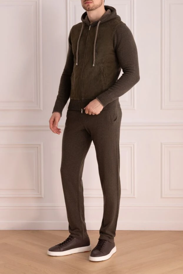 Cesare di Napoli man men's sports suit made of wool, viscose and cashmere, brown купить с ценами и фото 162689 - photo 2