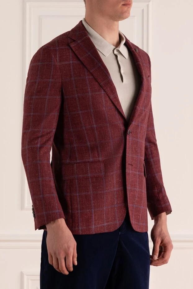 Lubiam textured wool jacket in burgundy with a checkered pattern 162699 - photo 3