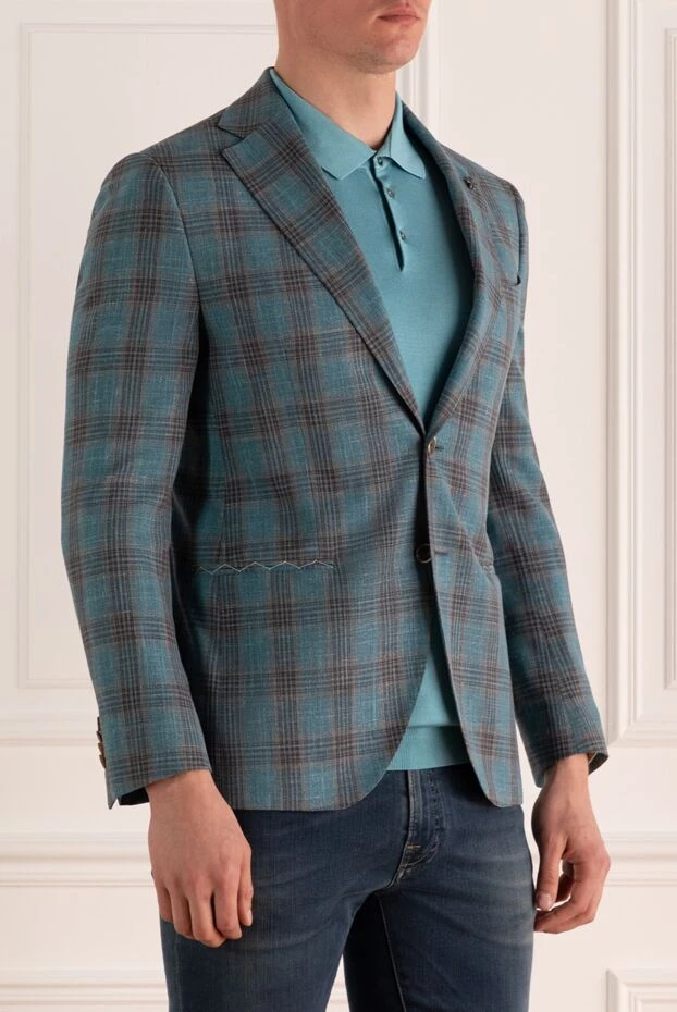 Lubiam summer jacket in a large multi-colored check in a blue tone 162703 - photo 3