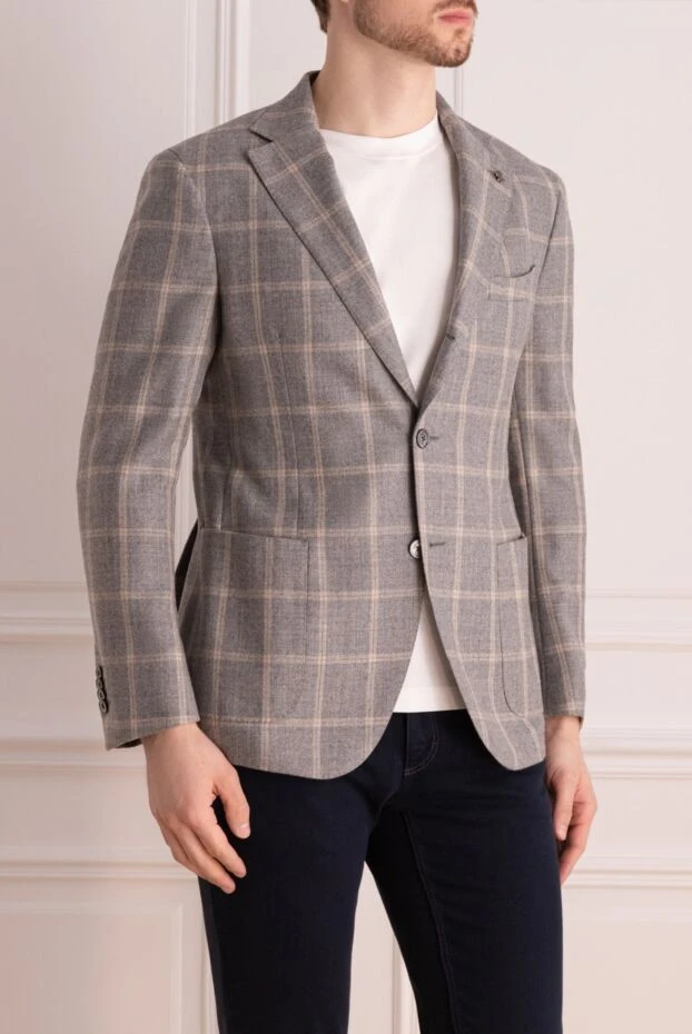 Lubiam wool and silk jacket, grey, with large check 162712 - photo 3
