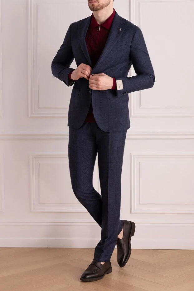 Lubiam man men's suit made of wool, blue купить с ценами и фото 162713 - photo 2