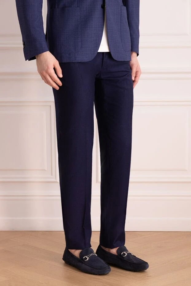 Lubiam men's dark blue wool trousers with a classic fit 162725 - photo 3