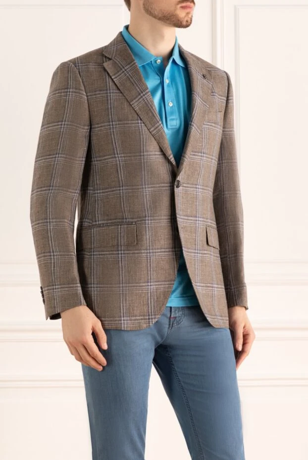Lubiam linen thread jacket light brown checkered 162729 - photo 3