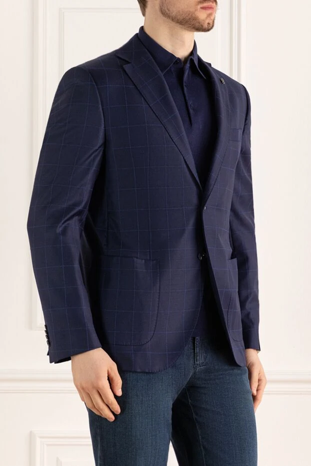 Lubiam dark blue wool jacket with geometric pattern 162730 - photo 3