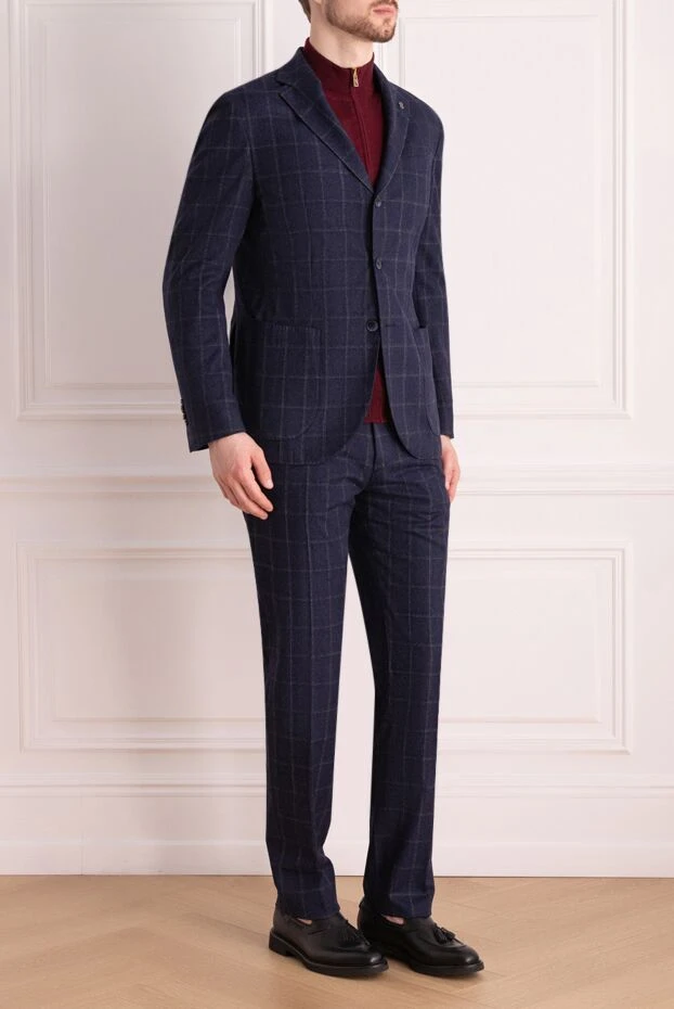Lubiam men’s blue checked wool suit with patch pockets and three-button jacket 162731 - photo 3