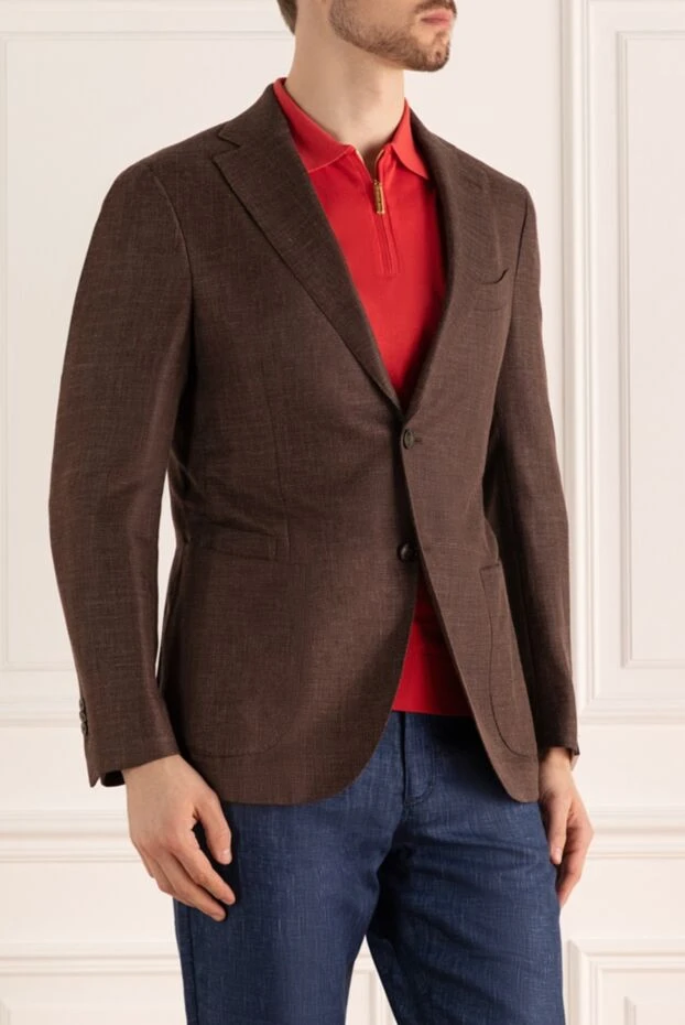Lubiam men's jacket made of wool, silk and linen, summer, brown 162735 - photo 3