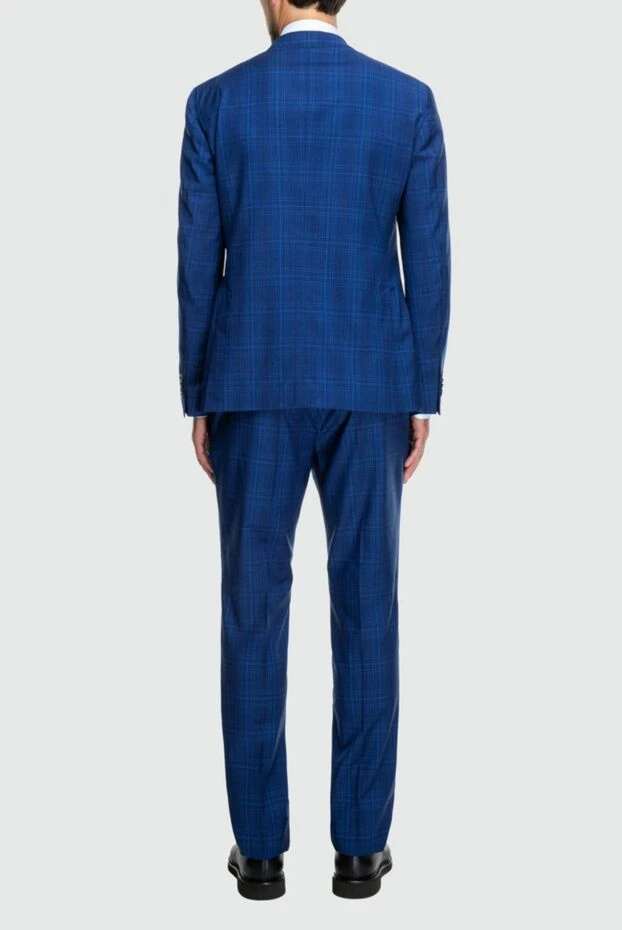 Lubiam checked wool mélange blue suit with branded pin boutonniere men's 162758 - photo 3