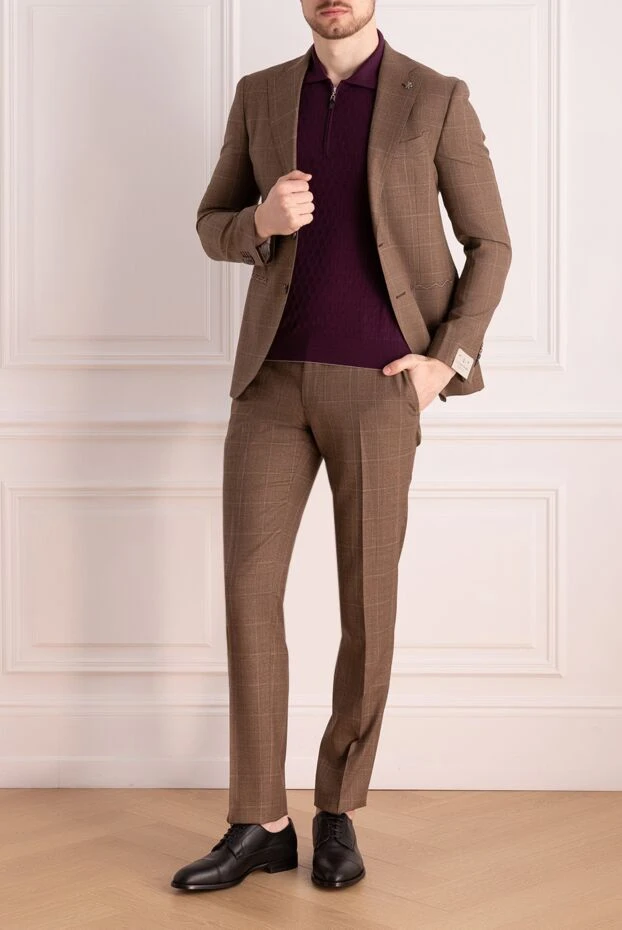 Lubiam man men's suit made of brown wool купить с ценами и фото 162760 - photo 2