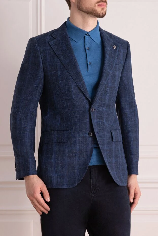 Lubiam men's jacket wool cotton linen textured with lining
 162768 - photo 3