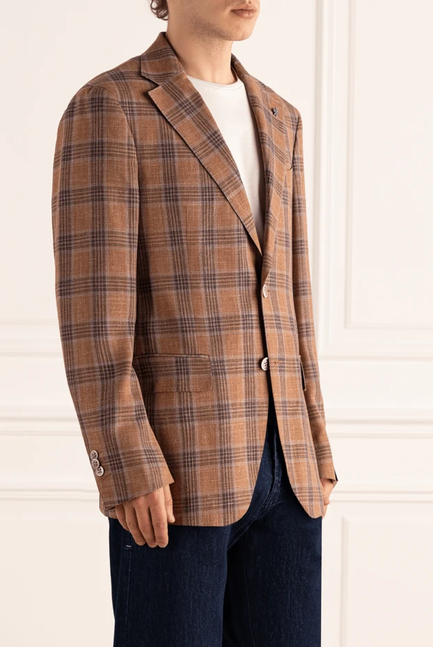 Lubiam lightweight checkered two-button jacket made of wool, silk and linen
 162770 - photo 3
