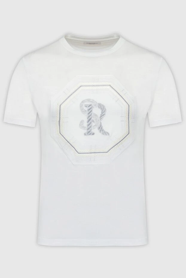 Ақ мақтадан және 3D монограммасы бар модальды футболка - фото 1