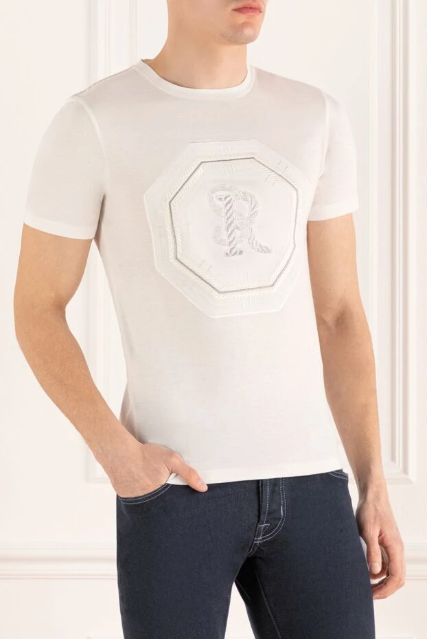 Stefano Ricci футболка из хлопка и модала белого цвета с объемной монограммой 162818 - фото 3