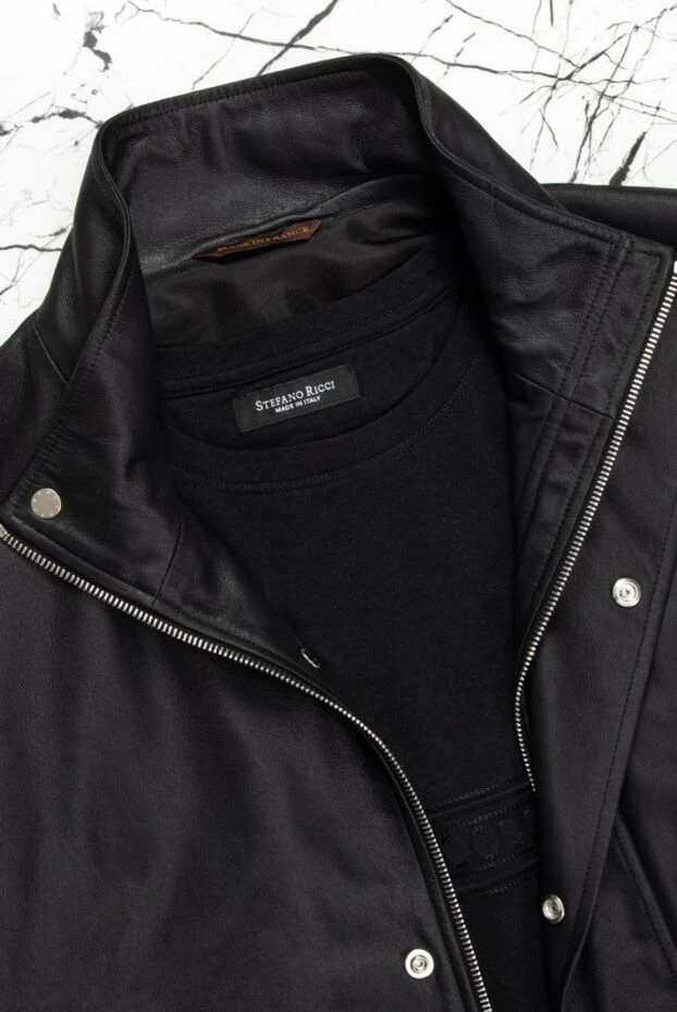 Stefano Ricci футболка из хлопка и модала черного цвета с фактурной полосой на груди 162820 - фото 2