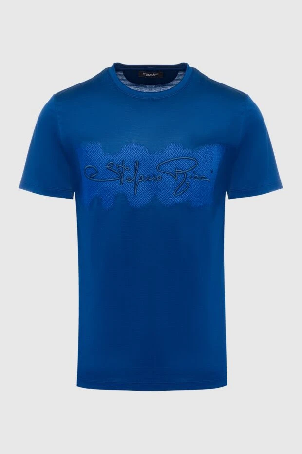 Stefano Ricci футболка из хлопка и модала синяя мужская 162823 - фото 1