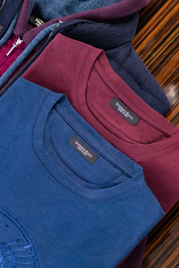 Stefano Ricci футболка из хлопка и модала темно синего цвета с рельефной эмблемой орла 162828 - фото 2