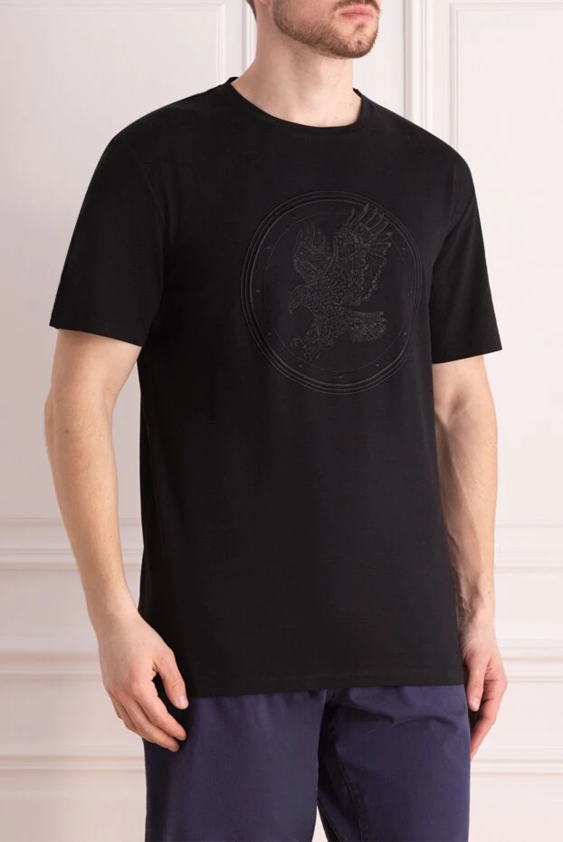 Stefano Ricci футболка из хлопка и модала черного цвета с фактурным тиснением орла 162830 - фото 3