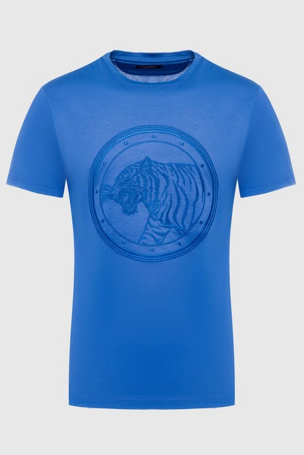 Blue cotton T-shirt for men - photo 1