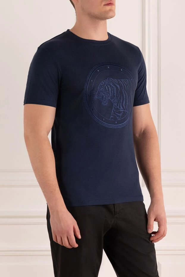 Stefano Ricci ерлерге арналған мақта және модальді көгілдір футболка 162841 - фото 3