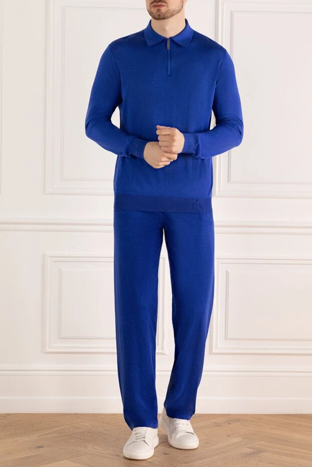 Синее поло с длинным рукавом и воротником на молнии
- фото 2