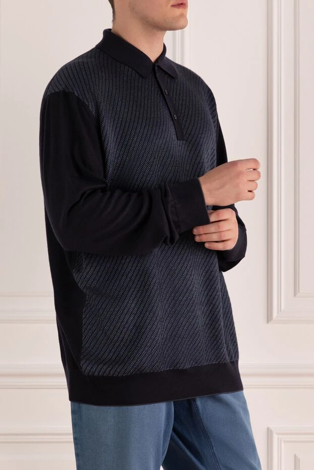 Stefano Ricci ерлерге арналған ұзын жеңді, қабырғалы панельді поло жейдесі
 162850 - фото 3