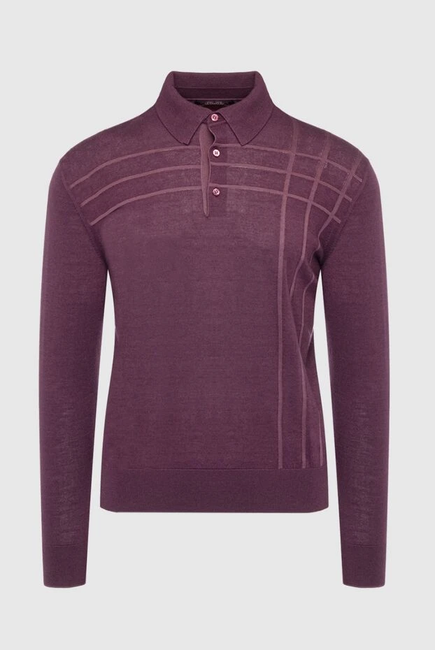 Long-sleeved silk and cashmere polo shirt in a deep wine shade
- photo 1