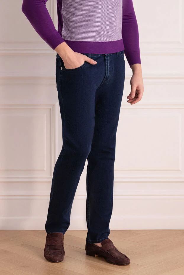 Stefano Ricci синие джинсы мужские из мягкого хлопка
 162860 - фото 3