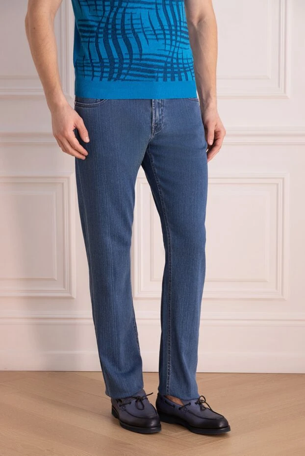 Stefano Ricci мужские джинсы из хлопка в синем цвете
 162871 - фото 3