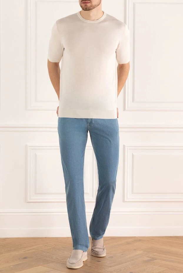 Stefano Ricci джинсы из хлопка и тенсела голубые мужские 162873 - фото 2